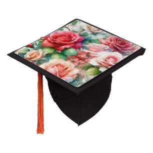 Toque De Diplômé Motif Rose Fantaisiste