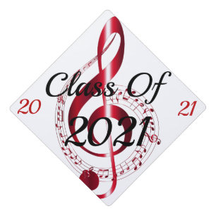 Toque De Diplômé Musical Notes and Symbols, Class of 2021 on a
