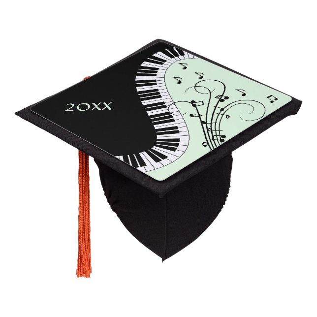 Toque De Diplômé Musique Design Piano Green Tassel Topp (Incliné)