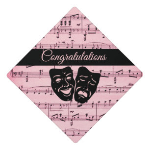Toque De Diplômé Musique rose et masques de théâtre