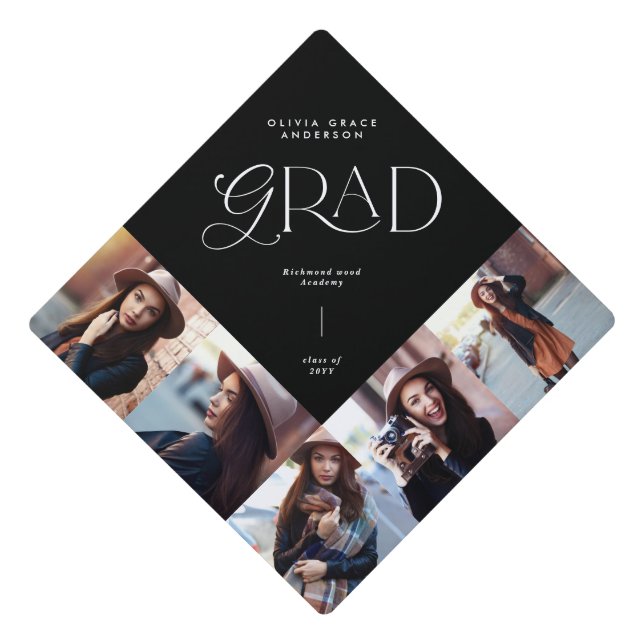 Toque De Diplômé Noir et blanc multi photo moderne contemporain (Devant)