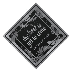 Toque De Diplômé Noir et Faux Silver Leaf Elegance Luxe