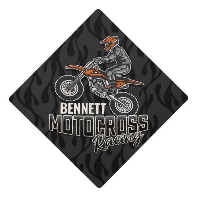 Toque De Diplômé Nom personnalisé Dirt Vélo Rider Motocross Racing (Devant)