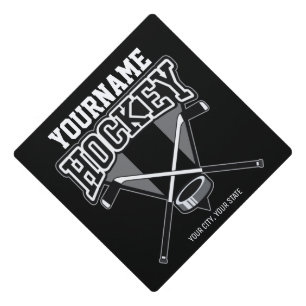 Toque De Diplômé NOM Personnalisé Joueur de hockey Stick Puck Team
