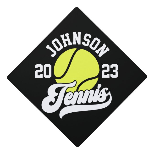Toque De Diplômé NOM Personnalisé Tennis Lecteur Racket Ball Court (Devant)