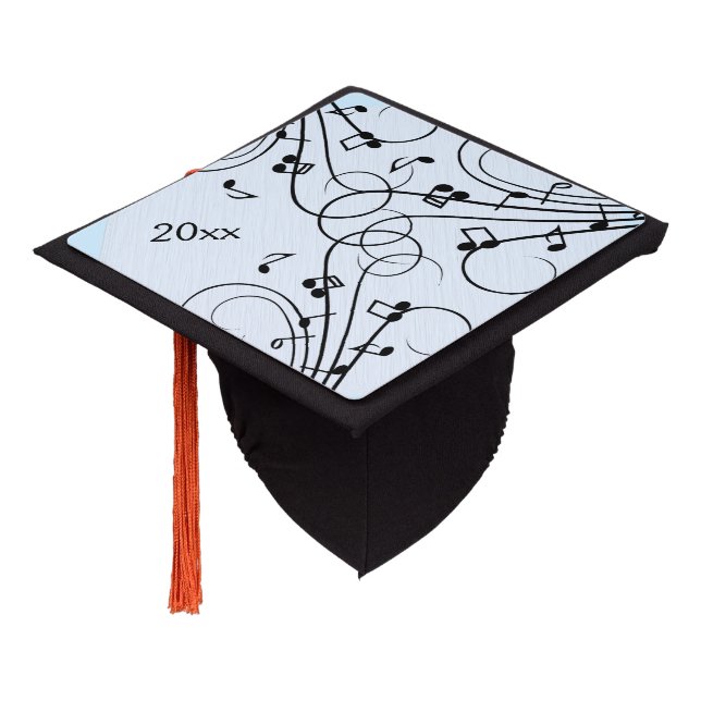 Toque De Diplômé Notes de musique fantaisie Bleu (Incliné)