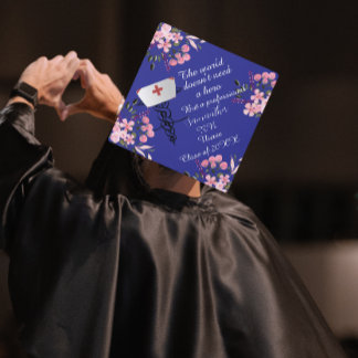 Toque De Diplômé Nurse Graduation 2026 Floral Theme Personalized
