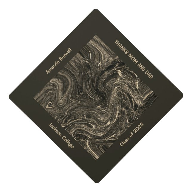 Toque De Diplômé Or noir personnalisé (Devant)