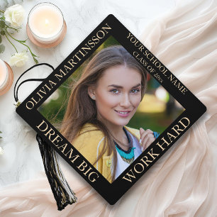 Toque De Diplômé Or Noir Photo Rêve Grand Travail Dur Diplôme
