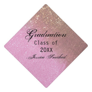 Toque De Diplômé or rose parties scintillant moderne ombre chic typ