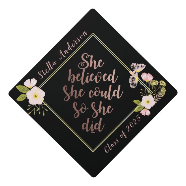 Toque De Diplômé Or rose qu'elle a cru qu'elle pourrait coutume (Devant)