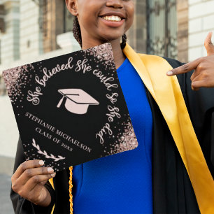 Toque De Diplômé Paillettes Or Rose Elle croyait qu'elle pouvait