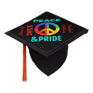 Toque De Diplômé Paix et fierté LGBTQ Couleurs arc-en-ciel