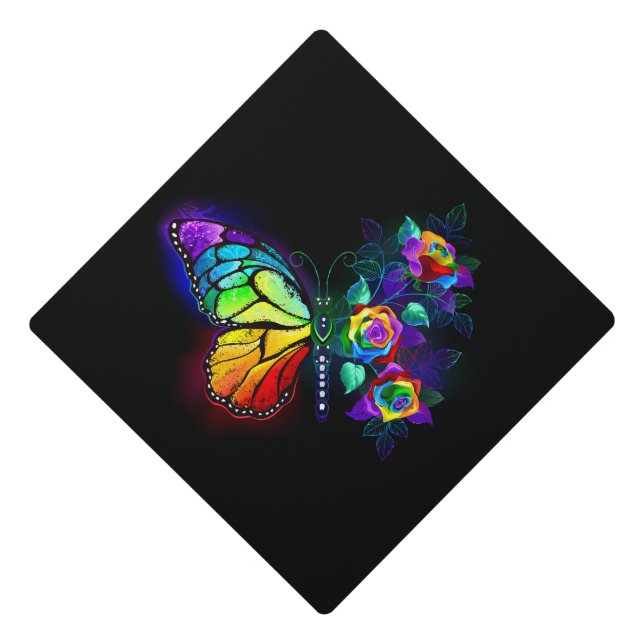 Toque De Diplômé Papillon arc-en-ciel (Devant)