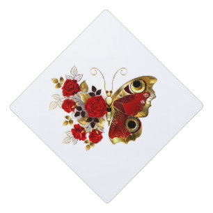 Toque De Diplômé Papillon de fleurs rouges aux roses rouges