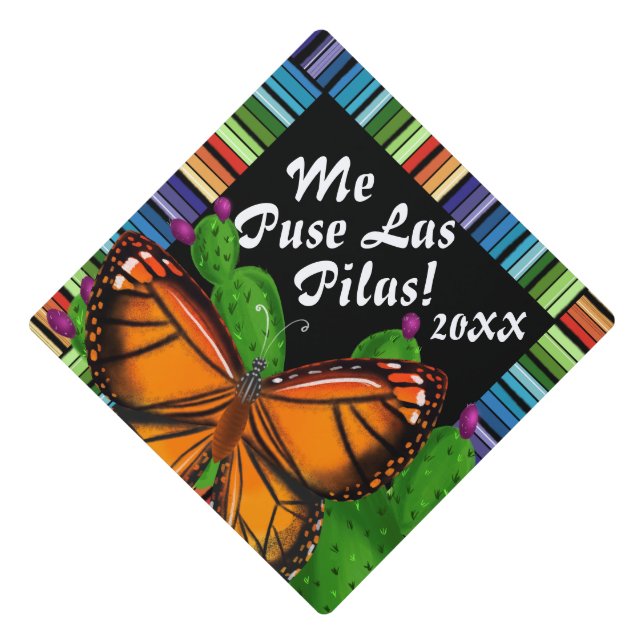 Toque De Diplômé Papillon monarque, Cactus et Serape (Devant)