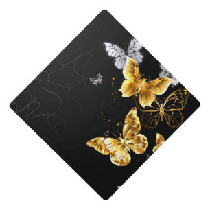 Toque De Diplômé Papillons d'or et de blanc
