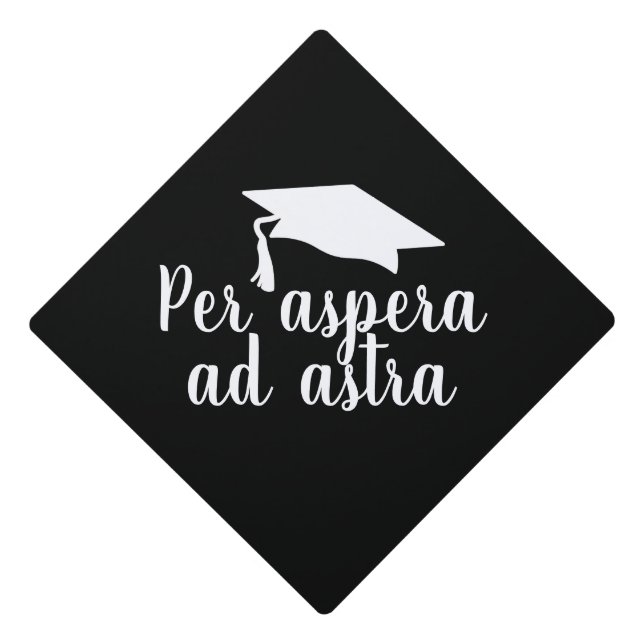 Toque De Diplômé Par aspera ad astra Latin Citation noire (Devant)