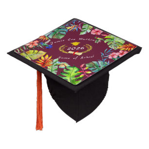 Toque De Diplômé Paradis Tropical-1 & couronne dorée, Nom et École