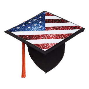 Toque De Diplômé PARTIES SCINTILLANT américaines drapeau rouge bleu