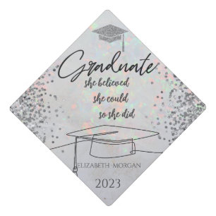 Toque De Diplômé Parties scintillant Argent Casquette diplômé, Conf