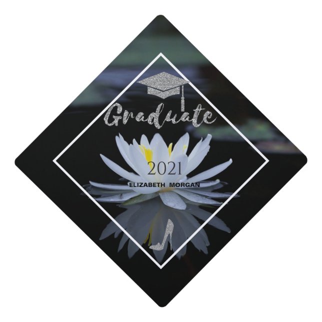 Toque De Diplômé Parties scintillant argentée talons hauts, Lotus b (Devant)
