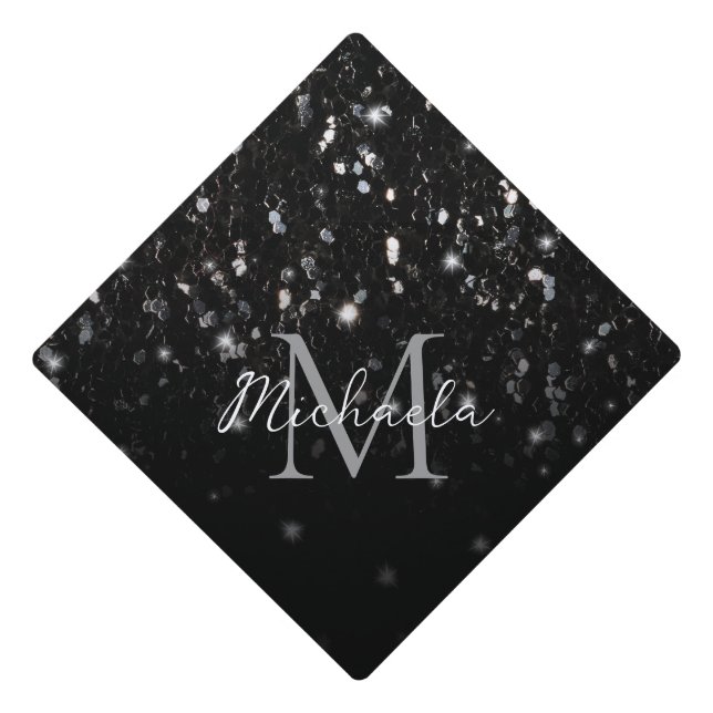 Toque De Diplômé Parties scintillant blanche brillante noire scinti (Devant)