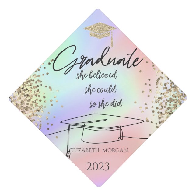 Toque De Diplômé Parties scintillant Casquette diplômé, Confetti Ho (Devant)