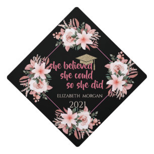 Toque De Diplômé Parties scintillant Casquette diplômé en or, Fleur