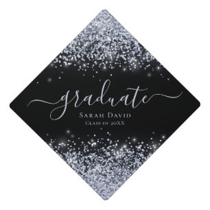 Toque De Diplômé Parties scintillant d'argent Élégante typographie