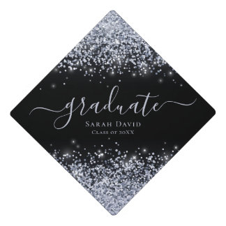 Toque De Diplômé Parties scintillant d'argent Élégante typographie