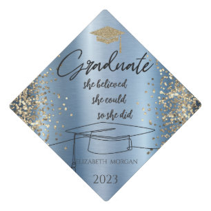 Toque De Diplômé Parties scintillant d'or chic Casquette diplômé, D