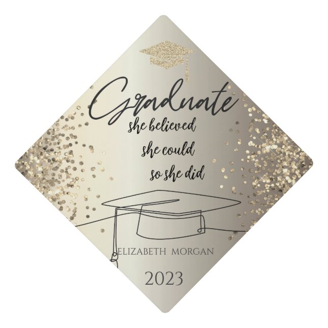 Toque De Diplômé Parties scintillant d'or chic Casquette, points (Devant)