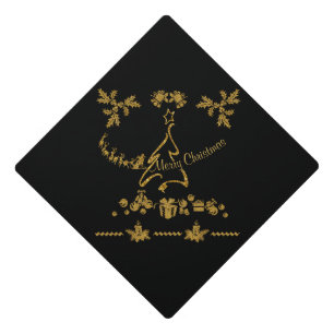 Toque De Diplômé Parties scintillant d'or Joyeux Noël, Père Noël