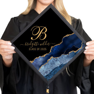 Toque De Diplômé Parties scintillant d'or moderne chic Marine Blue 