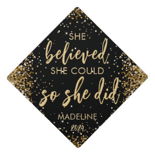 Toque De Diplômé Parties scintillant D'Or Noir Elle Croyait Qu'Elle