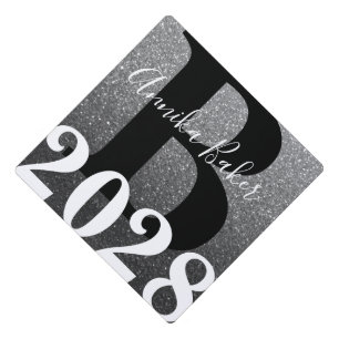 Toque De Diplômé Parties scintillant en métal noir Ombre Monogramme