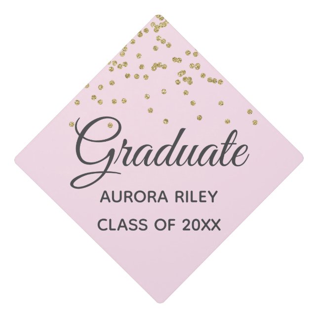 Toque De Diplômé Parties scintillant en or rose pâle étincelle Conf (Devant)
