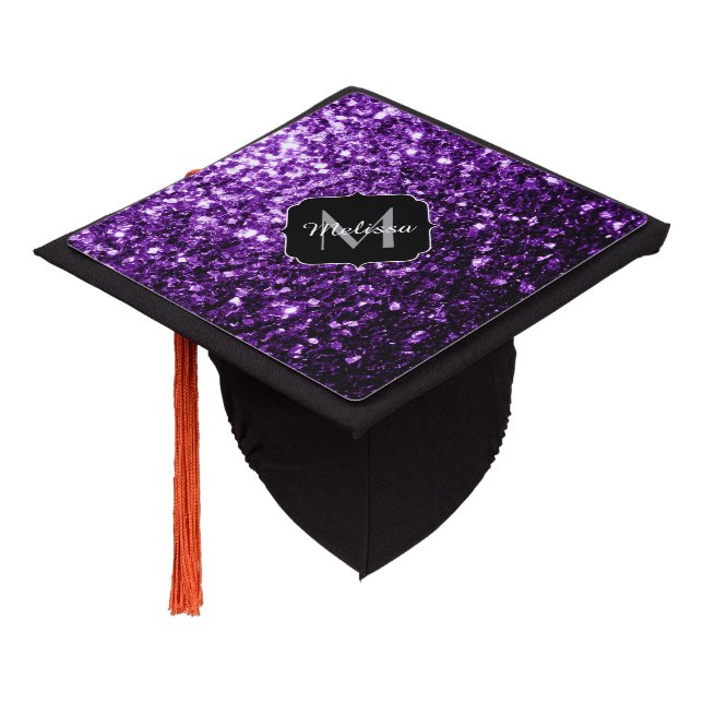 Toque De Diplômé Parties scintillant foncé violet faux brillant sci (Incliné)
