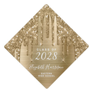 Toque De Diplômé Parties scintillant Girl Gold personnalisée