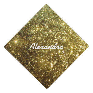 Toque De Diplômé Parties scintillant Gold Faux Nom facultatif - Bla