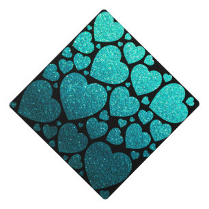 Toque De Diplômé Parties scintillant Noire Turquoise Ombre Sparkle 