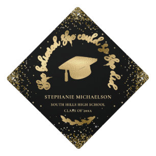 Toque De Diplômé Parties scintillant Or Noir Elle Croyait Qu'Elle P