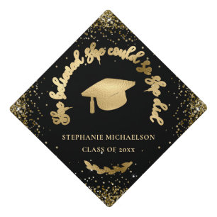 Toque De Diplômé Parties scintillant Or Noir Elle Croyait Qu'Elle P