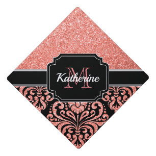 Toque De Diplômé Parties scintillant or rose Damask
