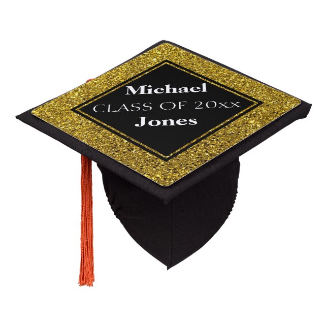 Toque De Diplômé Parties scintillant or simple (Incliné)