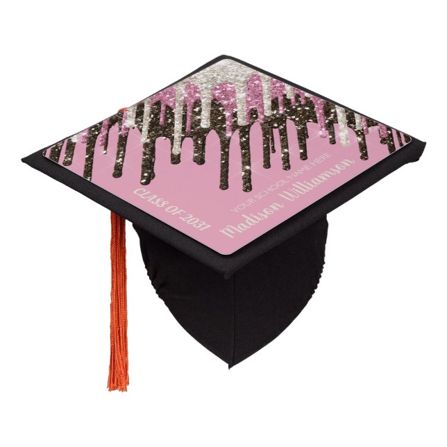 Toque De Diplômé Parties scintillant rose gouttes scintillante élég (Incliné)