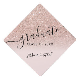 Toque De Diplômé parties scintillant rose or élégant chic typograph