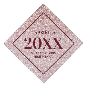 Toque De Diplômé Parties scintillant rose or rose Nom et année simp
