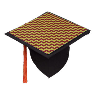 Toque De Diplômé Parties scintillant Zag rouge et or